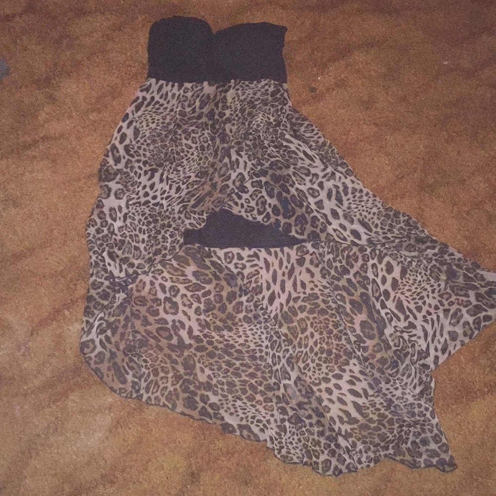 A black and cheetah leopard print dress